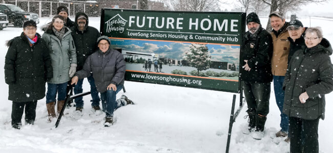 <p>OF LOVE AND SONG Members of the County Cattlemen’s Association and the LoveSong Affordable Housing Project members outside of the former Pinecrest School earlier this month. (Submitted Photo)</p>
