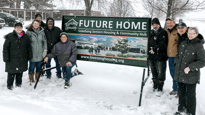 <p>OF LOVE AND SONG Members of the County Cattlemen’s Association and the LoveSong Affordable Housing Project members outside of the former Pinecrest School earlier this month. (Submitted Photo)</p>
