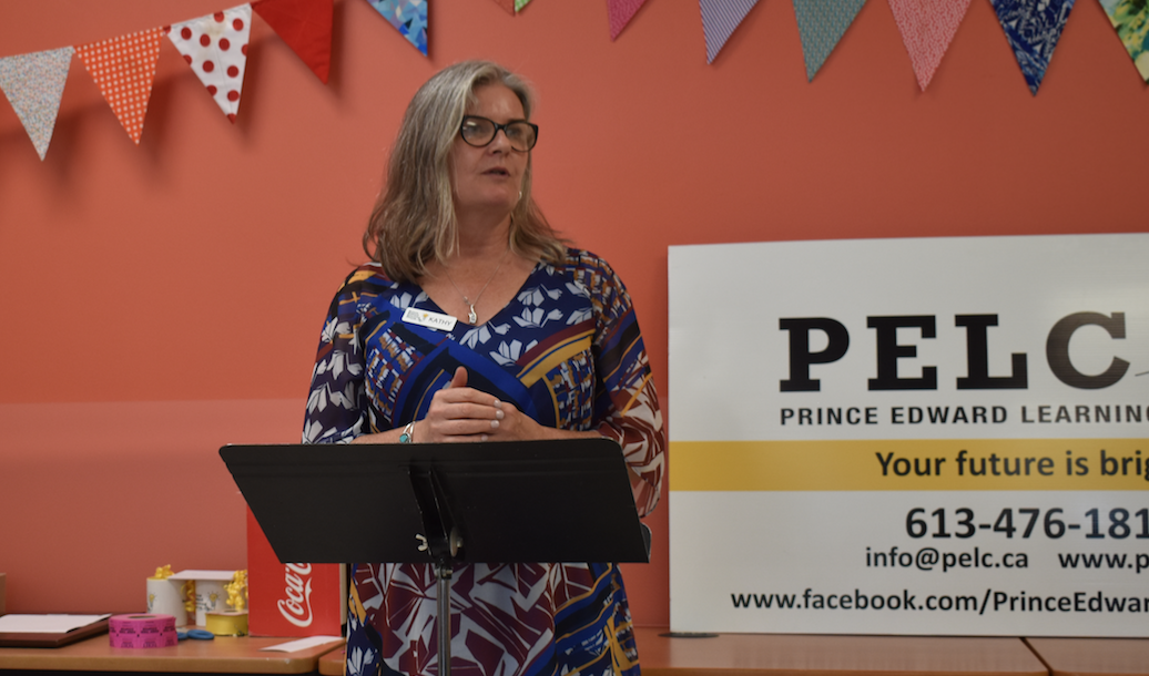 <p>Prince Edward Learning Centre Executive Director Kathy Kennedy at the adult literacy group&#8217;s Annual General Meeting in June. (Sarah Williams/Gazette Staff)</p>
