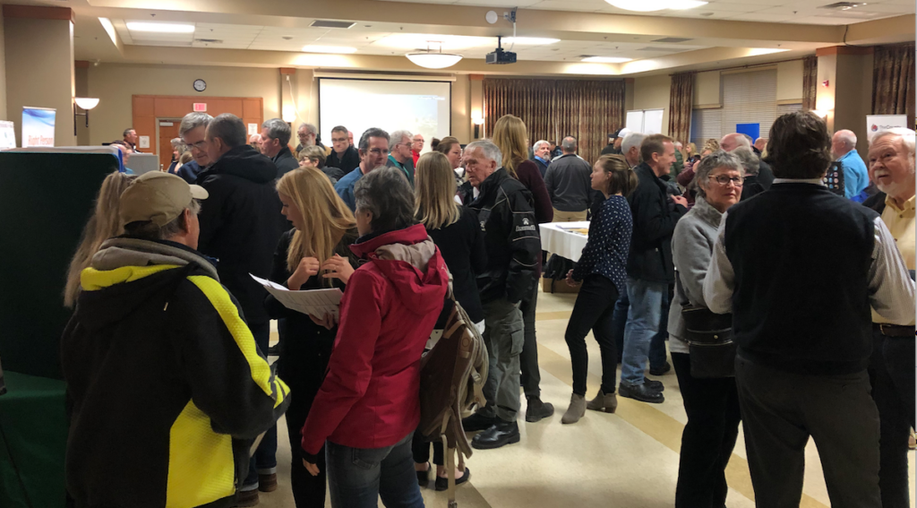 <p>READY FOR THE WORST – Members of the public, along with local dignitaries and organizations attended the recent Flood Preparation Open House with a talk given by Sarah Delicate of United Shoreline Ontario (Courtesy of the County of Prince Edward).</p>
