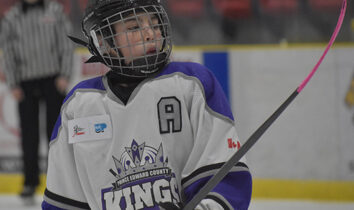 <p>HOT STICK- Gerrit Kempers and the Lehigh Cement Prince Edward County Bantam ‘B’ Kings took the first two games of the OMHA Quarter Finals against Elmvale last weekend. (Jason Parks/Gazette Staff)</p>

