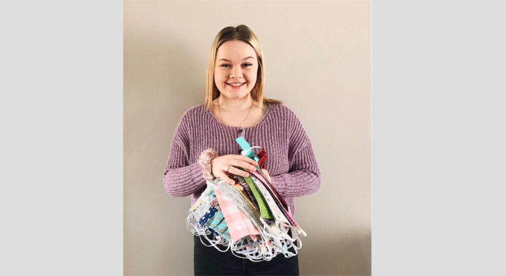 <p>HELPING HANDS Local native and high school student Cody-Rae Fowler has dedicated her time to making 100 per cent cotton home made face masks for anyone in need. Fowler has created over 200 masks in three days so far. (Submitted Photo).</p>
