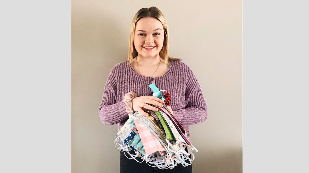 <p>HELPING HANDS Local native and high school student Cody-Rae Fowler has dedicated her time to making 100 per cent cotton home made face masks for anyone in need. Fowler has created over 200 masks in three days so far. (Submitted Photo).</p>
