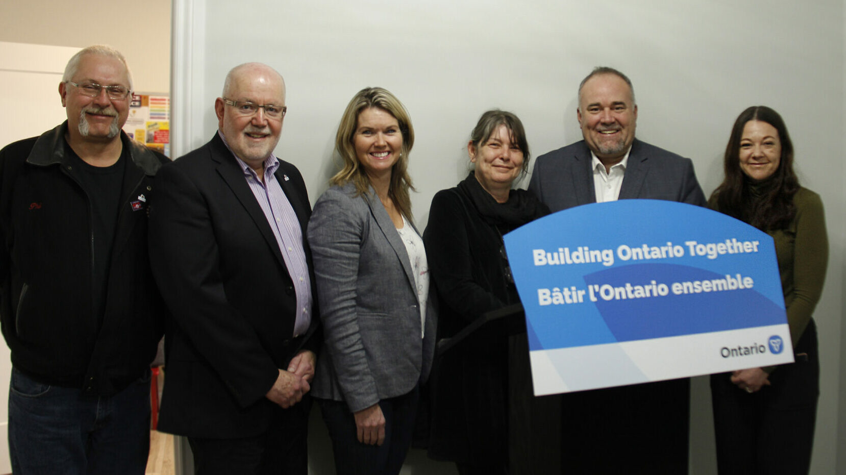 <p>MAKING A DREAM A REALITY (From Left) Prince Edward County Councillors Phil St. Jean and John Hirsch, Associate Minister of Children and Women&#8217;s Issues Jill Dunlop, Alternatives for Women (AWF) chairperson Caroline Granger, Bay of Quinte MPP Todd Smith and AFW Executive Director Leah Morgan at AFW Vi&#8217;s House in Picton on Friday to announce funding of $277,000 from the provincial government to help complete the women&#8217;s shelter project. (Desirée Decoste/Gazette Staff)</p>
