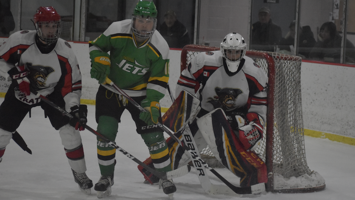 <p>Picton Pirates goaltender Kyle Renaud has a goals against average of 1.75 through the first four games of the 2020 PJHL playoffs. (Jason Parks/Gazette Staff)</p>
