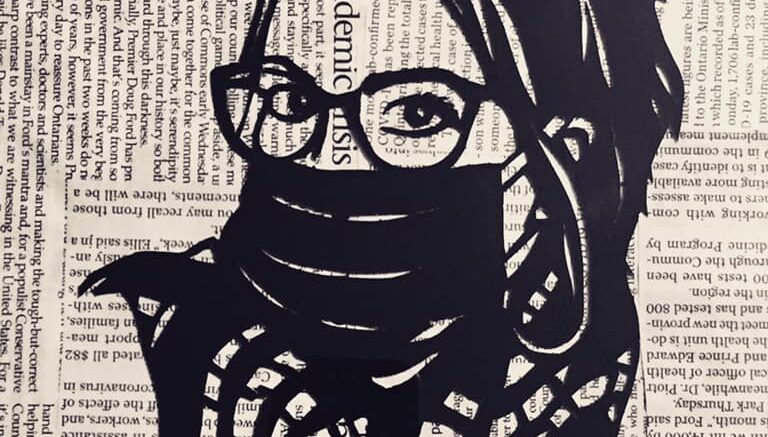 <p>LOCK DOWN- Krista Dalby, Artistic Director of the Department of Illumination has created “Papercut Self-Portrait in a Pandemic” as part of Art in Isolation PEC (Submitted Photo).</p>
