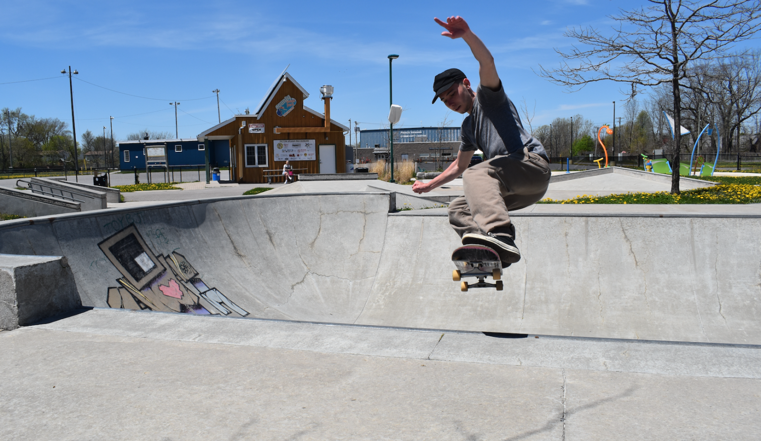 <p>Jaz Ludwick grabs some air at the Picton Skatepark. The Park was labled ‘intrusive’ in a heritage masterplan regarding the Picton Fairgrounds presented to Council Tuesday evening  (Jason Parks/Gazette File Photo)</p>
