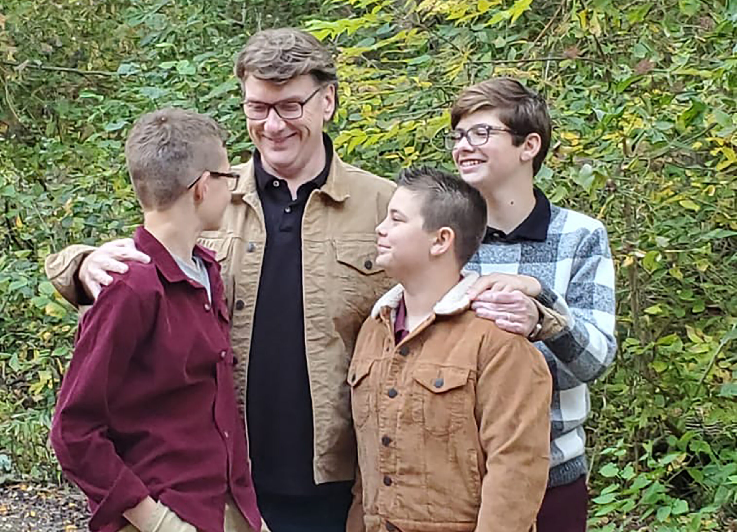 <p>STAYING STRONG Dennis Markland, seen here with his three sons, (From left) Britain, Jonathon and Kade. The Prince Edward County native and Community Living Prince Edward (CLPE) employee  was diagnosed with Stage 4 Cholangiocarcinoma, a rare bile duct cancer in September 2019. (Submitted photo)</p>
