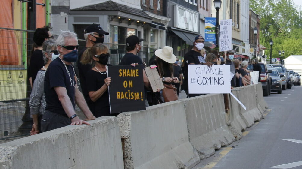 <p>Attendees display their opinion at the Black Live Matter Picton protest on June 5, 2020. (Desirée Decoste/Gazette staff)</p>

