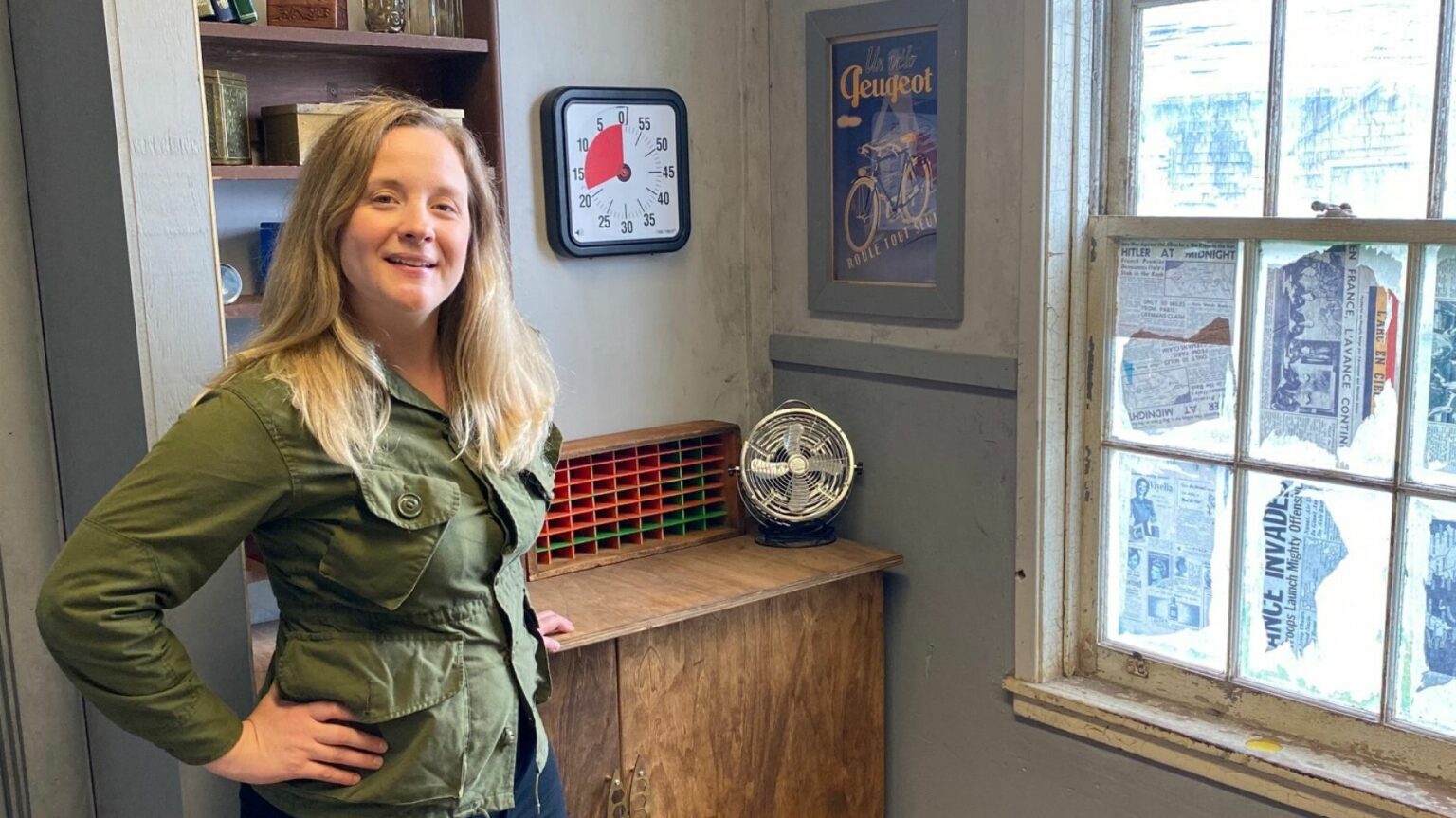 <p>ESCAPE IS FUTILE – Julianne Snepts of Escape Camp Picton poses at the historic Canadian Forces Base Camp Picton. (Submitted Photo)</p>
