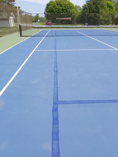 <p>The lines inside the tennis court to indicate the pickleball court have been painted over, making them difficult to see. (Submitted photo)</p>
