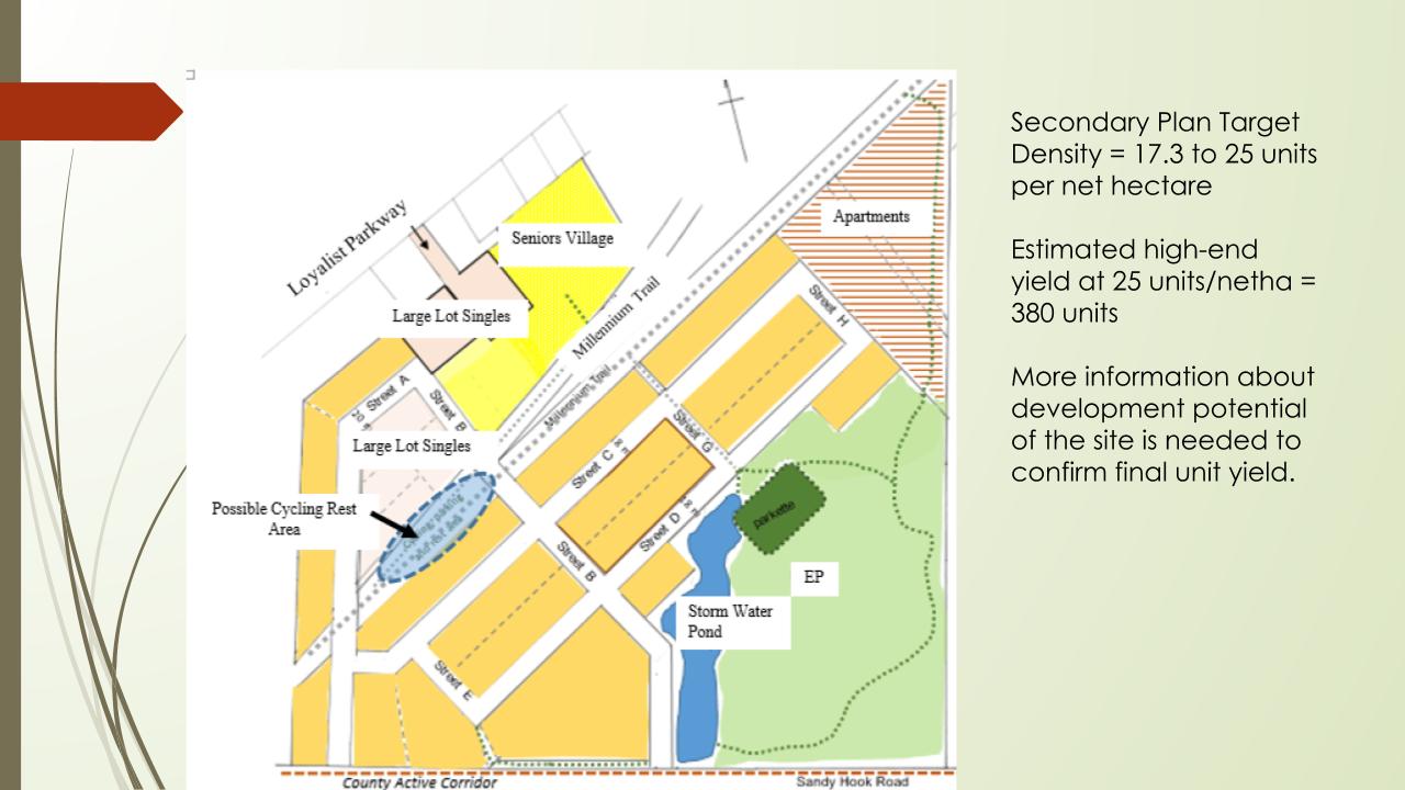 <p>PROPOSED PLAN: One of the many slides shown to the public is of the proposed residential areas in Loyalist Heights along with roads to be built. (Submitted photo)</p>
