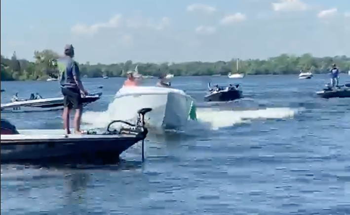 <p>IN HOT WATER Prince Edward OPP have laid charges against a Belleville man in relation to an alleged swamping incident at Sandy Cove on June 21.  (Facebook screen grab)</p>
