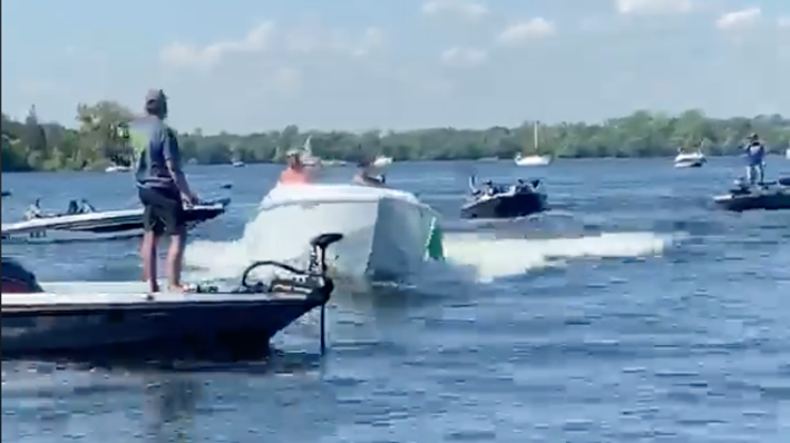 <p>IN HOT WATER Prince Edward OPP have laid charges against a Belleville man in relation to an alleged swamping incident at Sandy Cove on June 21.  (Facebook screen grab)</p>
