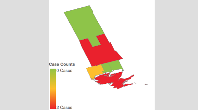 <p>IN THE RED- A pair of positive COVID-19 cases have been announced by Hastings and Prince Edward Public Health. (HPEPH Graphic)</p>
