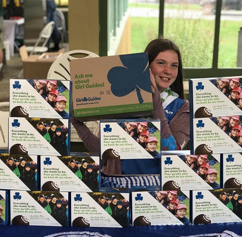 <p>GUIDING SERVICE- Ruby Warr-Hunter of the Consecon Guides at a cookie sale at the Crystal Palace in 2019. (Submitted Photo)</p>
