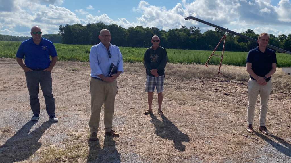 <p>(From Left) Bay of Quinte MPP Todd Smith, Mayor Steve Ferguson, Councilor Jamie Forrester and Minister of Environment, Conservation and Parks the Honourable Jeff Yurek in Prince Edward County near Sandbanks on Wednesday morning (Twitter photo)</p>
