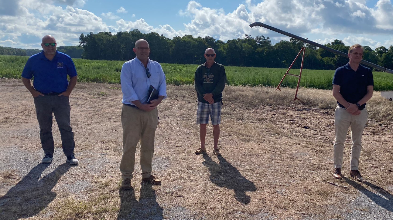 <p>(From Left) Bay of Quinte MPP Todd Smith, Mayor Steve Ferguson, Councilor Jamie Forrester and Minister of Environment, Conservation and Parks the Honourable Jeff Yurek in Prince Edward County near Sandbanks on Wednesday morning (Twitter photo)</p>
