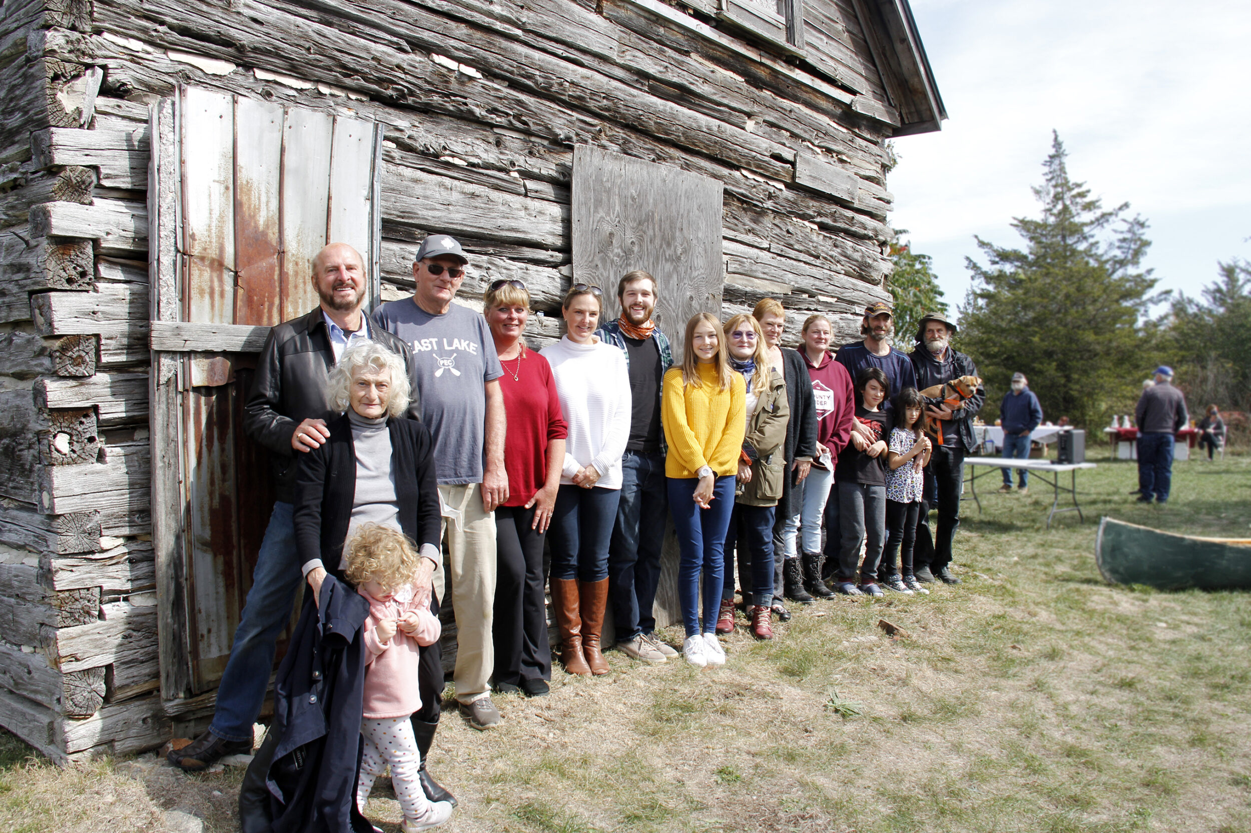 <p>FULL FAMILY Some of the Hudgin family that gathered at the Moses Hudgin Log House open house at the Ostrander Point Road address on Saturday. (Desirée Decoste/Gazette staff)</p>

