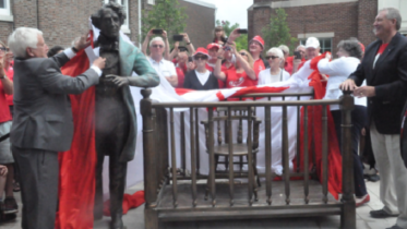 <p>The Macdonald Project’s David Warrick unveils Holding Court before thousands on Canada Day 2015. (Adam Bramburger/Gazette File Photo)</p>
