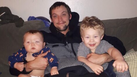 <p>Picton’s Jason Burns with his sons (Left) Gauge and (Right) Remington. (Submitted Photo)</p>
