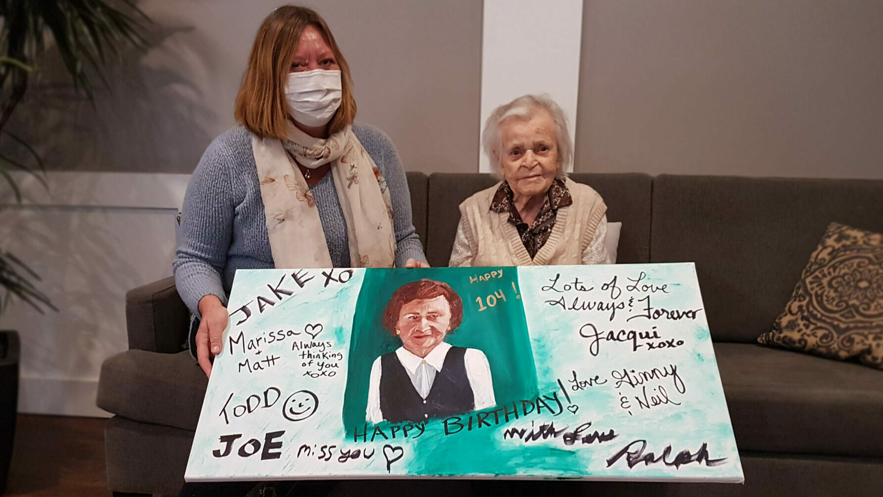 <p>104 YEARS YOUNG Kay Burley of MLP Residence in Picton turned 104 on Friday and in celebration, a portrait with her descendant and their family member&#8217;s well wishes were presented to her. Pictured with Kay is her granddaughter in-law, Jacqui Burley. (Desirée Decoste/Gazette staff)</p>
