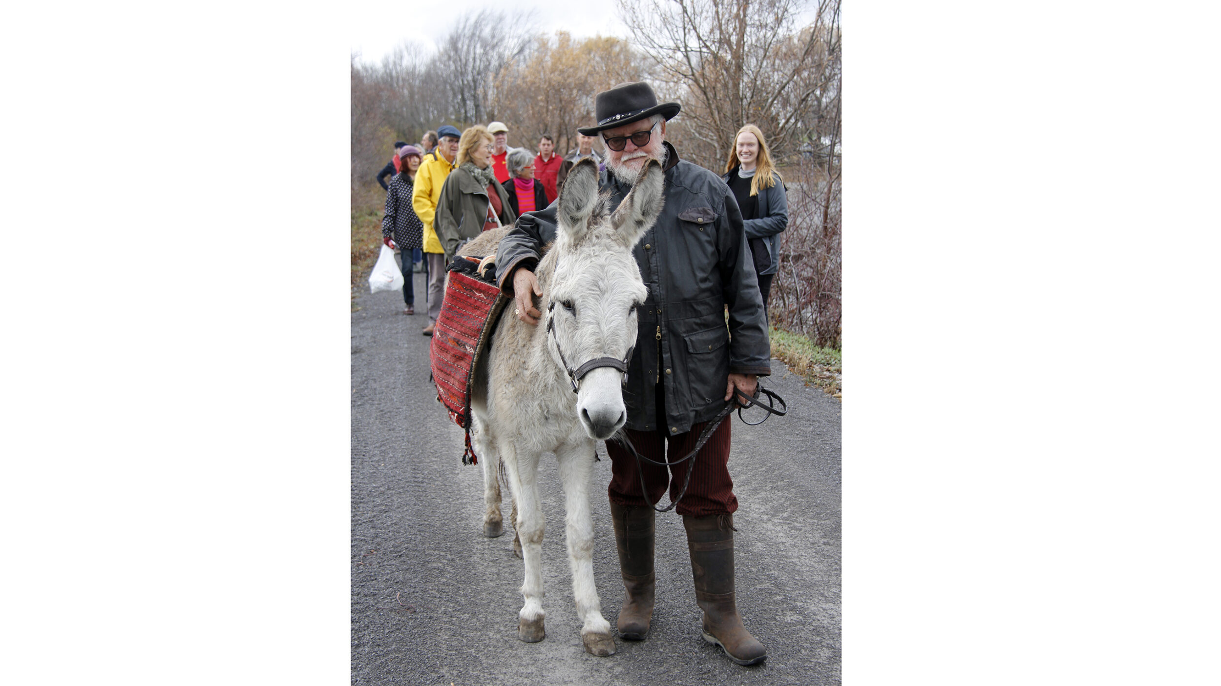 <p>BEST PALS Conrad Beaubien and Thunder the donkey walked their second trek on Wednesday for ‘Walking with Thunder’, a monthly walk on the Millennium Trail from Oct. 2020 to May 2021 to raise funds for assist artists, artisans, field naturalists and others set in their practices to creatively invent opportunities for small, safe and welcoming gatherings in studios, work settings and outdoors. (Desirée Decoste/Gazette staff)</p>
