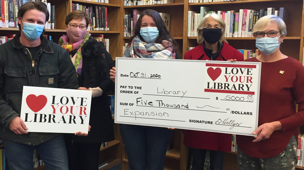 <p>KICK OFFThe Picton Library branch expansion project is kicking off a year-end fundraising drive to help raise the remaining amount left for the project.  (Left) Joel and (Centre) Kaitlyn Porritt and (Right) Brenda Hellyer presented Expansion Fundraising Committee Chair (Second from left)  Alexandra Bake and (Second from right)  Library Board Chair Devon Jones with a $5,000 donation earlier this month.  (Submitted Photo)</p>
