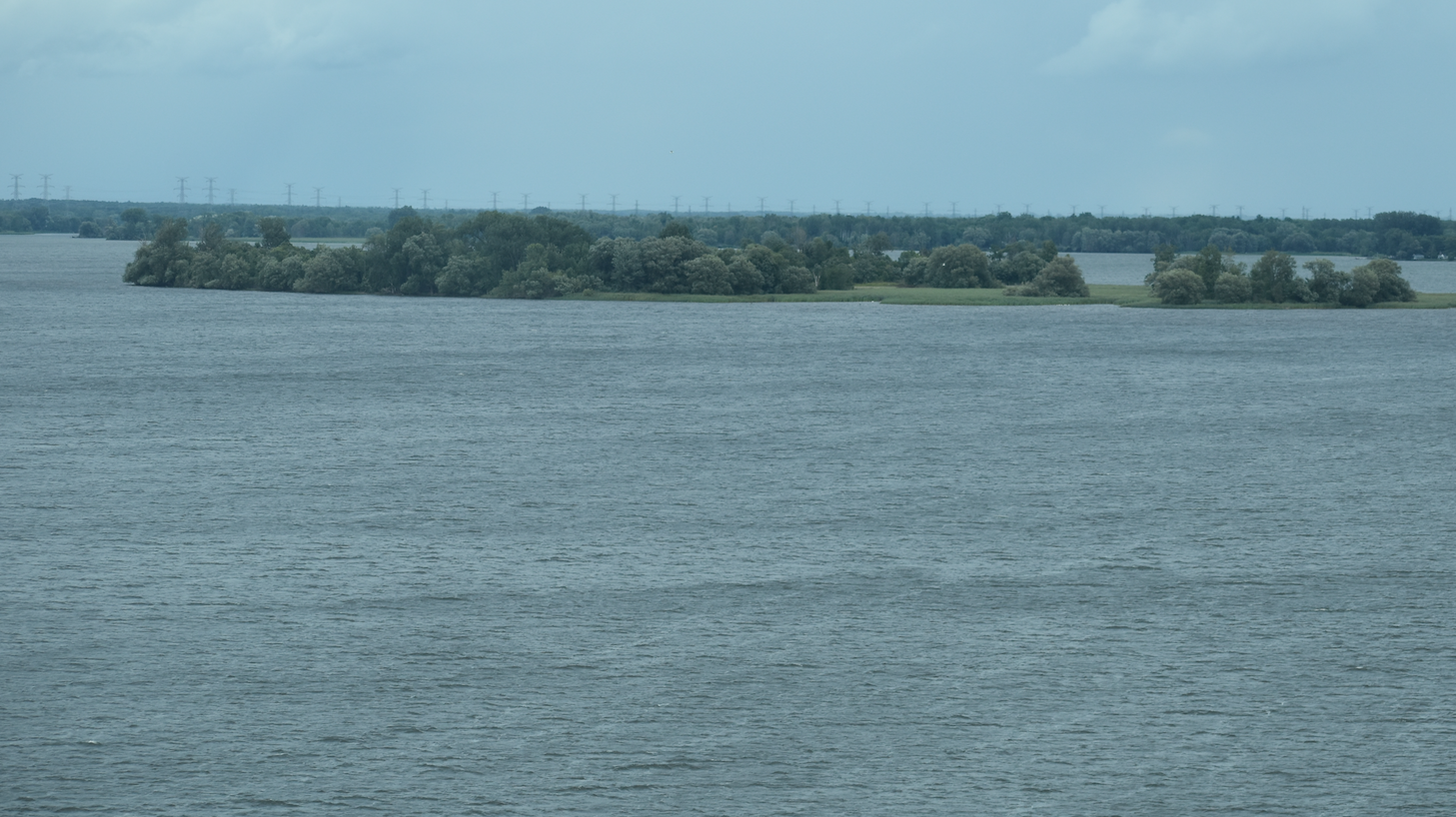 <p>Forester’s Island from the top of the Skyway Bridge (Gazette Photo by Carrie Parks)</p>

