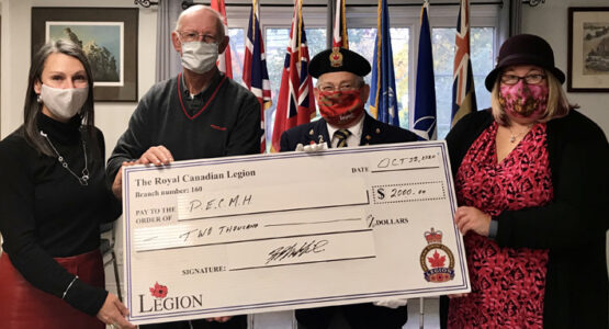<p>POPPY FUND PULLS THROUGH Pictured from left at the Royal Canadian Legion Branch 160 in Wellington are Shannon Coull, Executive Director of the PECMH Foundation, Foundation Director Cline Pierson, Branch 160 poppy fund chair Ken MacMillan and Briar Boyce, Foundation Senior Development Officer. The Branch contributed $2,000 to the Foundation’s Equipment fund last month.  (Submitted Photo)</p>
