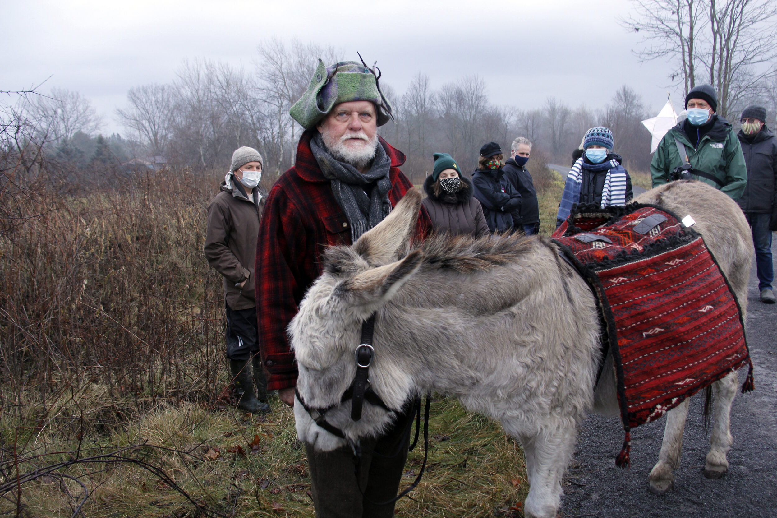 <p>THUNDEROUS WALK Conrad Beaubien’s Walking with Thunder took their third adventure down the Millennium Trail with Thunder the donkey starting at kilometre zero on Monday. Beaubien is in partner with DeRAIL, a platform for contemporary art and architecture to bring more awareness to Mental Health and the public landscapes. (Desirée Decoste/Gazette staff)</p>
