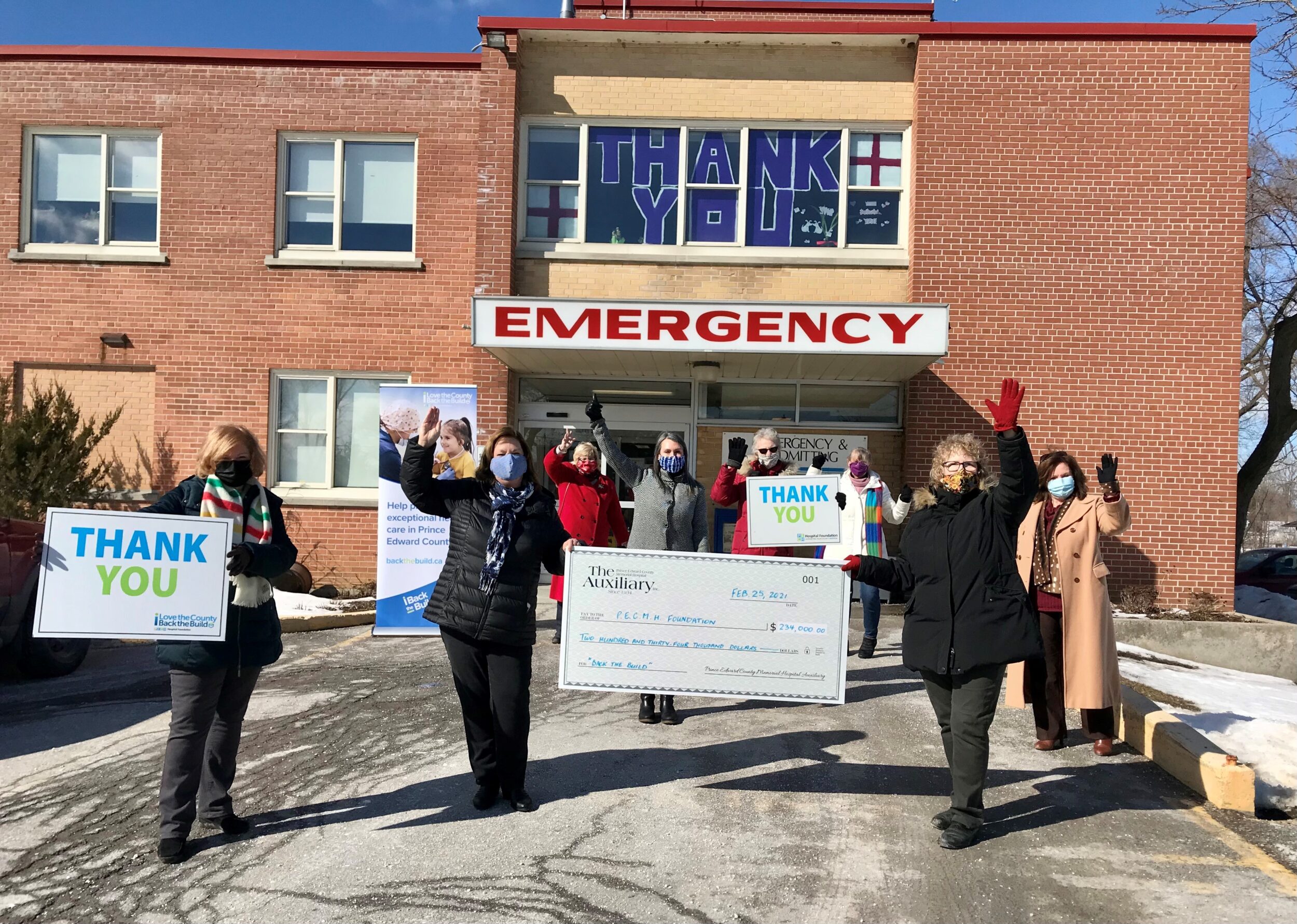 <p>Pictured at PECMH from left at front: Barbara McConnell, chairperson of the PECMH Foundation; Nancy Parks, Back the Build campaign co-chairperson and Cathy Starkey, president of the PECMH Auxiliary.<br />
From left at back: Sharon Morcom, Auxiliary member; Shannon Coull, executive director of the PECMH Foundation; Pam Strachan, Auxiliary volunteer and manager of the Second Time Around Shop; Carol Harvey, Auxiliary volunteer and Carol Hughes, Auxiliary treasurer. (Briar Boyce photo)</p>
