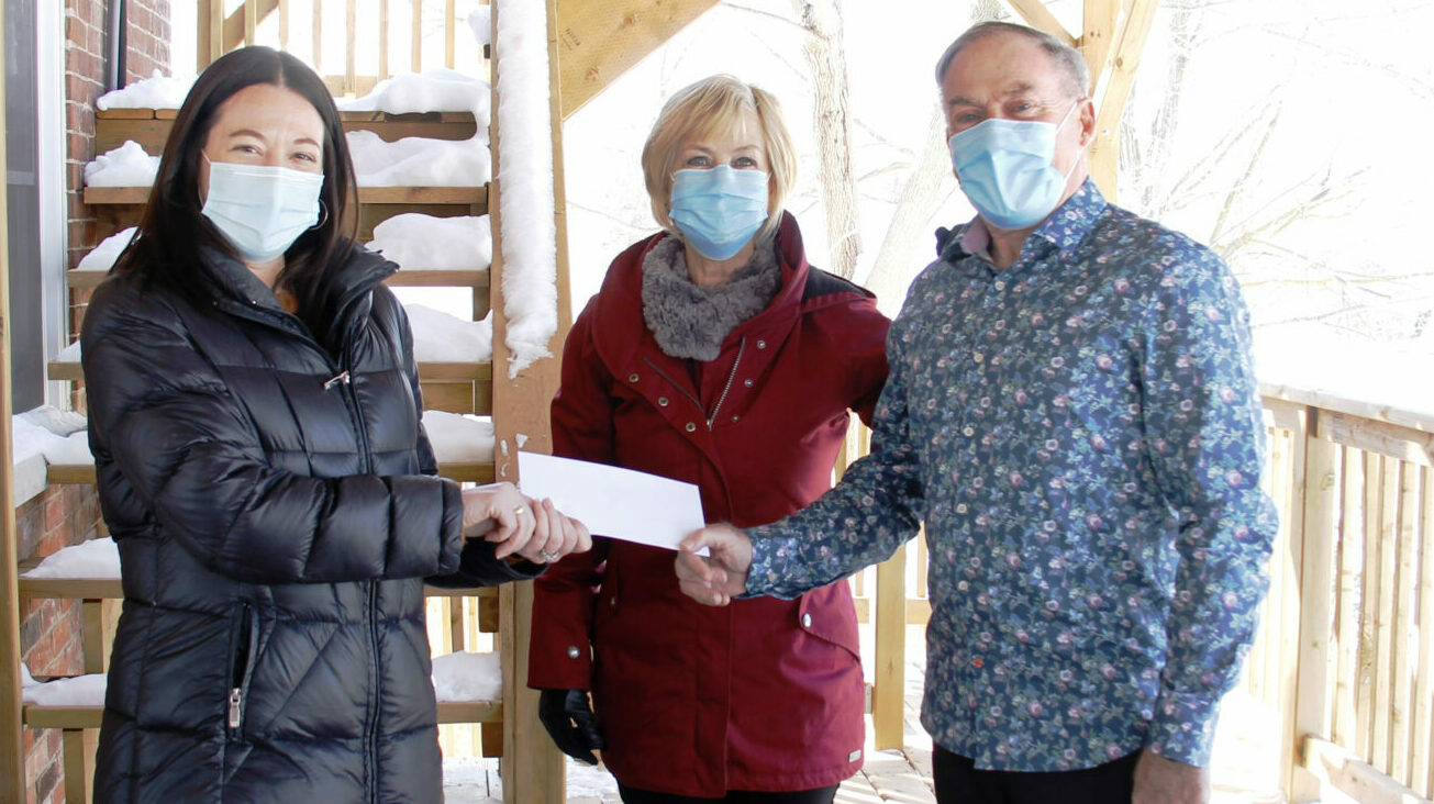 <p>WINNING THE MARKET- (From Left) Lean Morgan, Executive Director of Alternatives for Women received a donation from  Shirley and Chris Van Steen in the amount of $27,300. The funds came as profit from a recent stock sell off. (Desirée Decoste/Gazette staff)</p>
