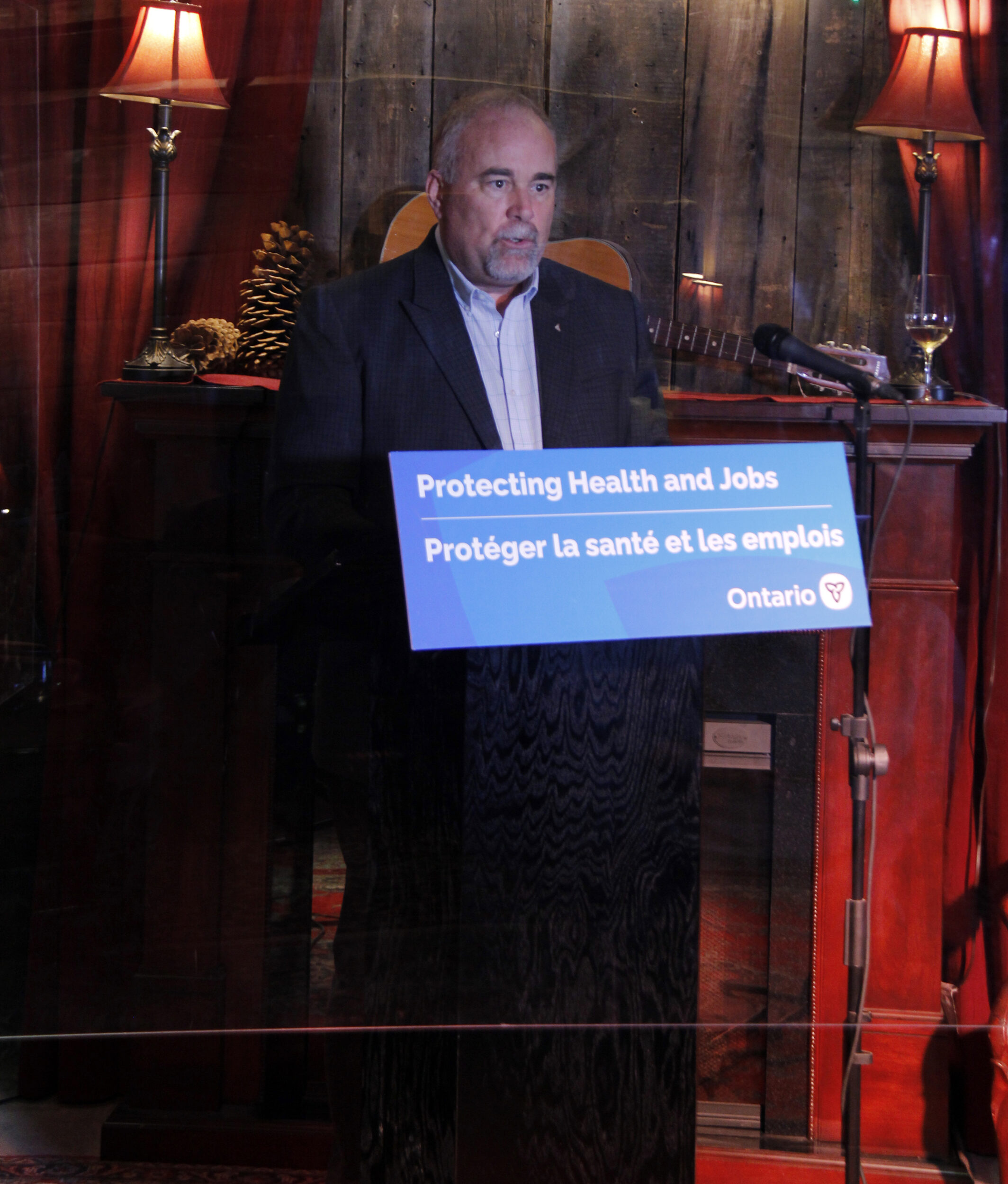 <p>Bay of Quinte MPP Todd Smith speaks at Karlo Estates on Monday afternoon. (Desirée Decoste/Gazette Staff)</p>
