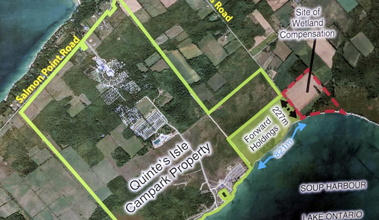 <p>An expansion of Quinte Isle Campark along the Soup Harbour shoreline to Welbanks road has been approved. (Planning graphic)</p>
