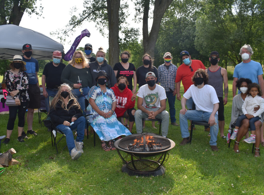 <p>Tuesday marked the 25th celebration of Indigenous Peoples Day and to celebrate the occasion in Prince Edward County,  organizers from Picton and Tyendinaga First Nation held a Unity Fire and a Strawberry Social at Delhi Park.  A drop in event, several dozen people stopped by to interact and connect with their neighbours. (Jason Parks/Gazette Staff)</p>
