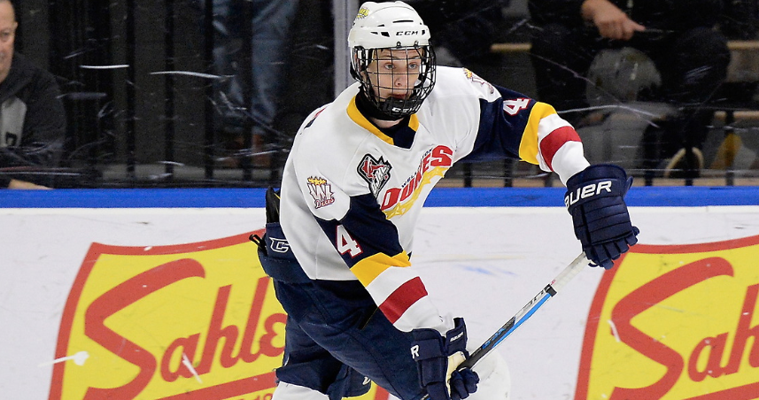<p>GOING TO THE TOP- Wellington Dukes grad Ben Roger was picked 49th overall by the Ottawa Senators at the 2021 NHL Entry draft this weekend. (Shaun Muir/OJHL Images)</p>
