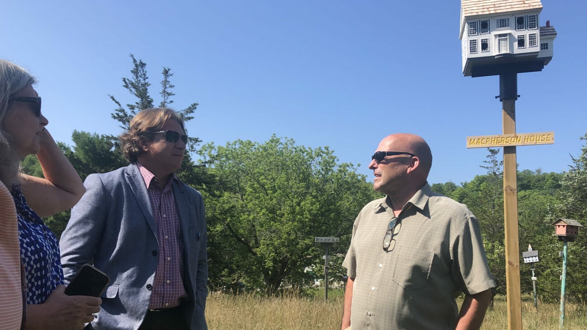 <p>(From left) Councillor Janice Maynard, Quinte Conservation CEO Brad McNevin and County Mayor Steve Ferguson at Bridhouse City in the summer of 2021. (Jason Parks/Gazette Staff)</p>
