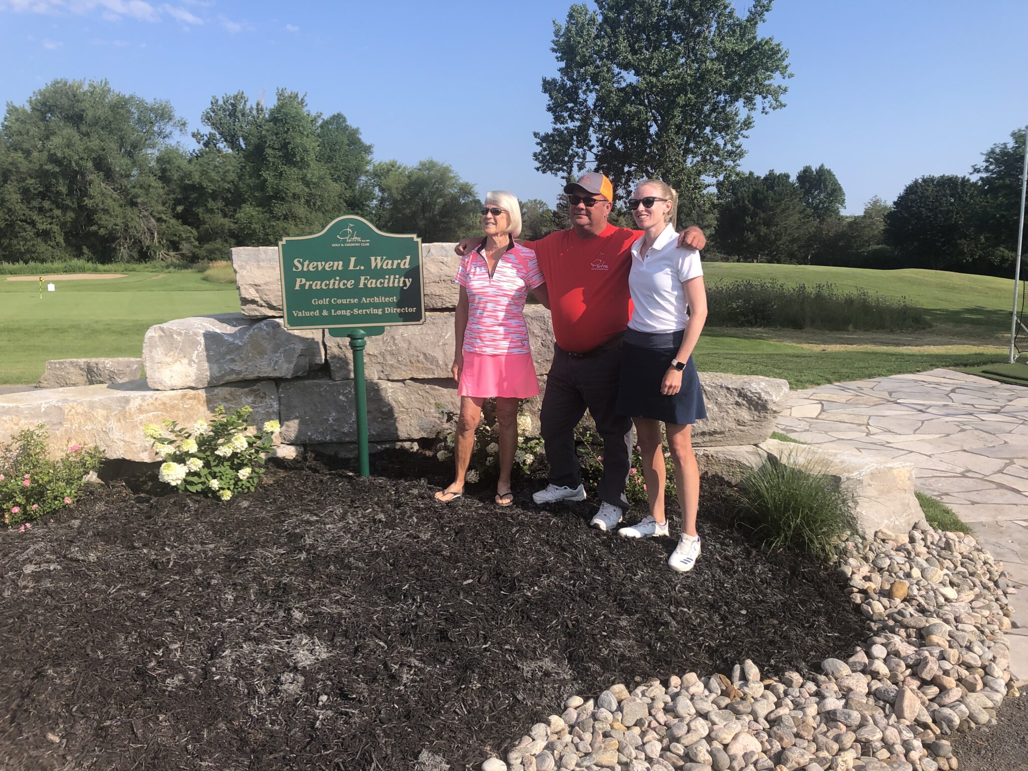 <p>PRACTICE MAKES PERFECT- Kathy and Casey Ward flank Picton Golf and Country Club Supervisor Chris Altoft at the opening of the Steven L. Ward short game practice facility on Friday. (Jason Parks/Gazette Staff)</p>

