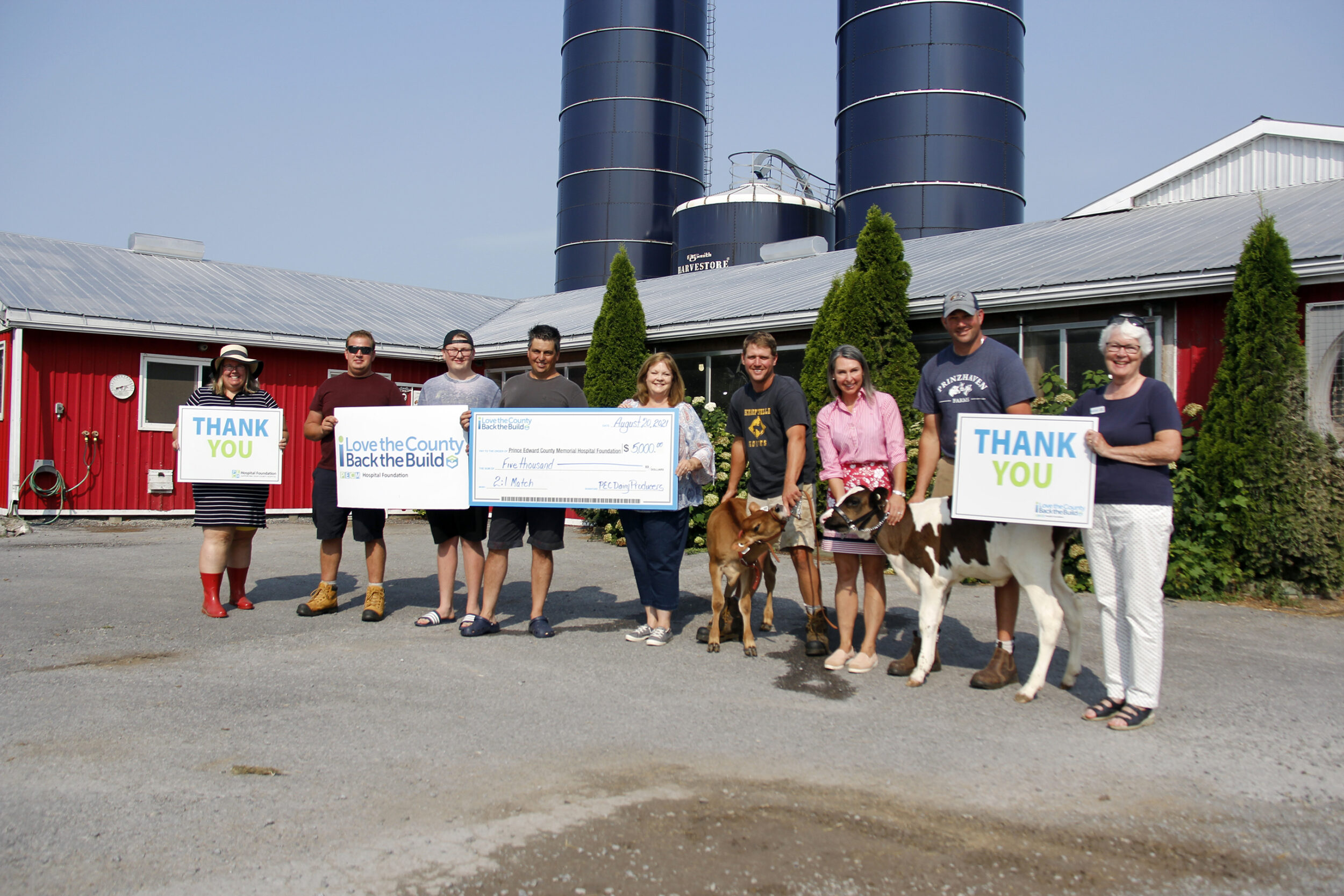 <p>Pictured at Prinzhaven Farms last week from left: Briar Boyce, senior development officer with PECMHF; Kane Rutgers, dairy producer; Tyas deBoef, dairy producer; AJ deBoef, chairperson of the PEC Dairy Producers; Nancy Parks, Back the Build campaign co-chair; Greg Elliott, dairy producer; Shannon Coull, executive director of the PECMH Foundation; Phil Prinzen, dairy producer and Sally Cowan, Back the Build campaign cabinet member. (Desirée Decoste/Gazette staff)</p>
