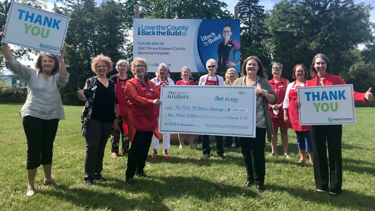 <p>Pictured at QHC PECMH on the future site of the new hospital at back from left: Sue Law, Auxiliary past president; Bev Thompson, past treasurer of the Auxiliary; Pat Evans, past president of the Auxiliary and vice chairperson of the PECMH Foundation; Sharon Morcom, Auxiliary volunteer; Peggy Payne, past president of the Auxiliary and Liz Jones, past president of the Auxiliary.</p>
<p>In front from left: Monica Alyea, past chairperson of the PECMH Foundation; Barbara McConnell, chairperson of the PECMH Foundation; Cathy Starkey, president of the Auxiliary, Nancy Parks, Back the Build campaign co-chairperson and Shannon Coull, executive director of the PECMH Foundation. (Briar Boyce photo)</p>
