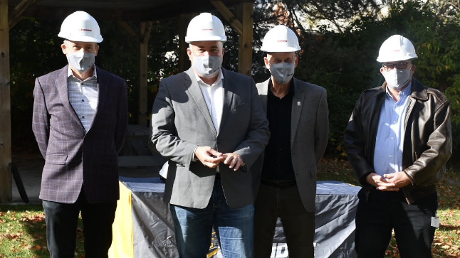 <p>Enbridge VP Jim Sanders, Bay of Quinte MPP and Energy Minister Todd Smith, Mayor Steve Ferguson and councillor Jamie Forrester at Monday’s announcement. (Submitted Photo)</p>
