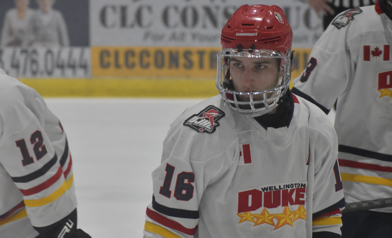 <p>Dukes forward Jacob Vreugdenhil picked up his 100th OJHL point in Wellington’s winning weekend. (Jason Parks/Gazette Staff)</p>

