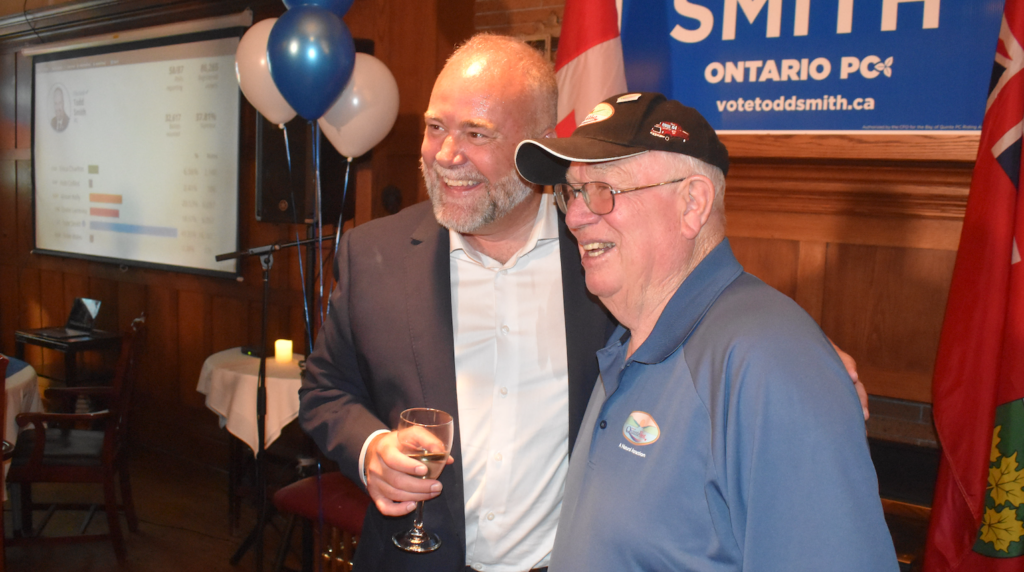 <p>Bay of Quinte MPP Todd Smith poses for a picture with Quinte West Mayor Jim Harrison Thursday night. (Jason Parks/Gazette Staff)</p>
