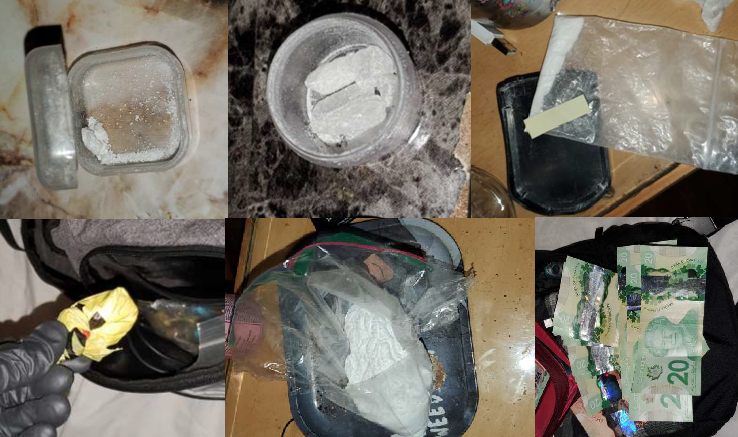 <p>Drugs, cash and drug paraphernalia were seized in an early morning raid on Main Street Wednesday morning. (OPP photo)</p>
