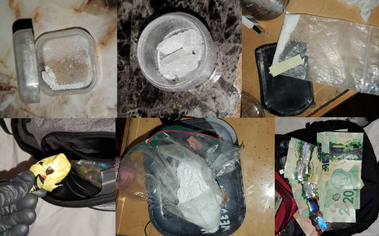 <p>Drugs, cash and drug paraphernalia were seized in an early morning raid on Main Street Wednesday morning. (OPP photo)</p>

