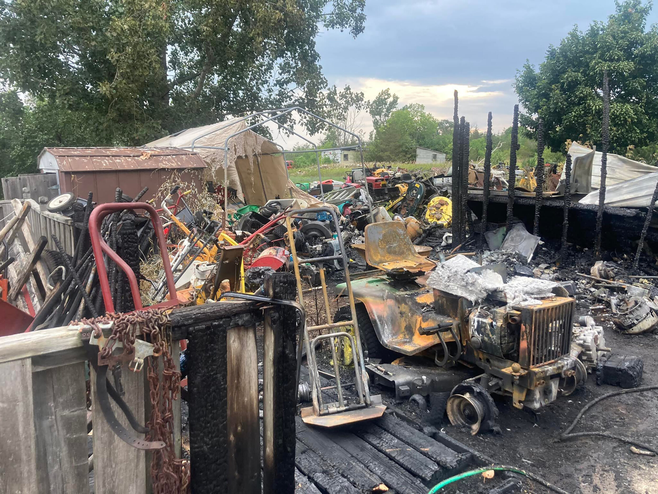 <p>A fire at D.R. Mechanical Small Engine Repair &amp; Sale in Mountain View on Monday took a garage and storage structure. (D.R. Mechanical Facebook photo)</p>
