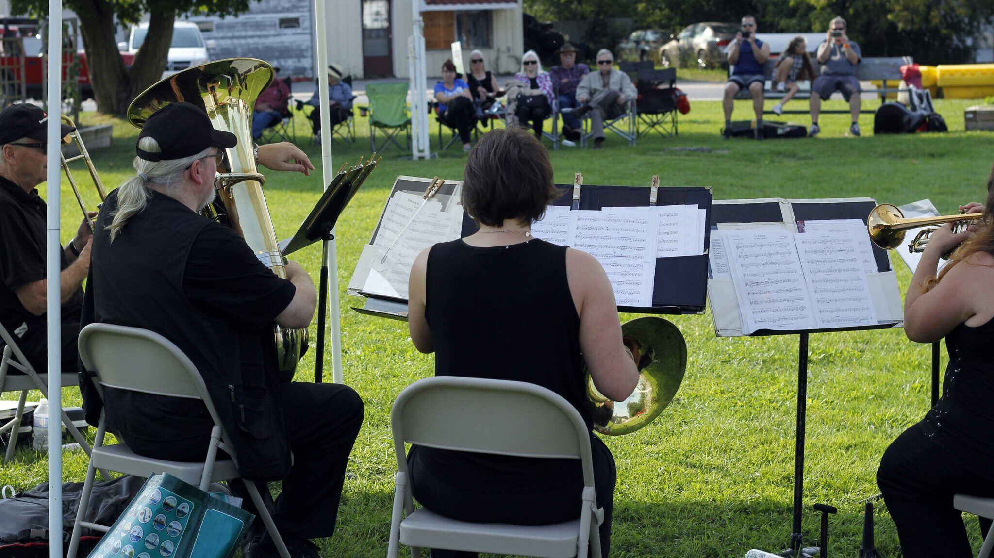 <p>Groups gathered all around Consecon on Saturday to celebrate and hear musicians play the second annual Consecon Porchfest. (Desirée Decoste/Gazette staff)</p>
