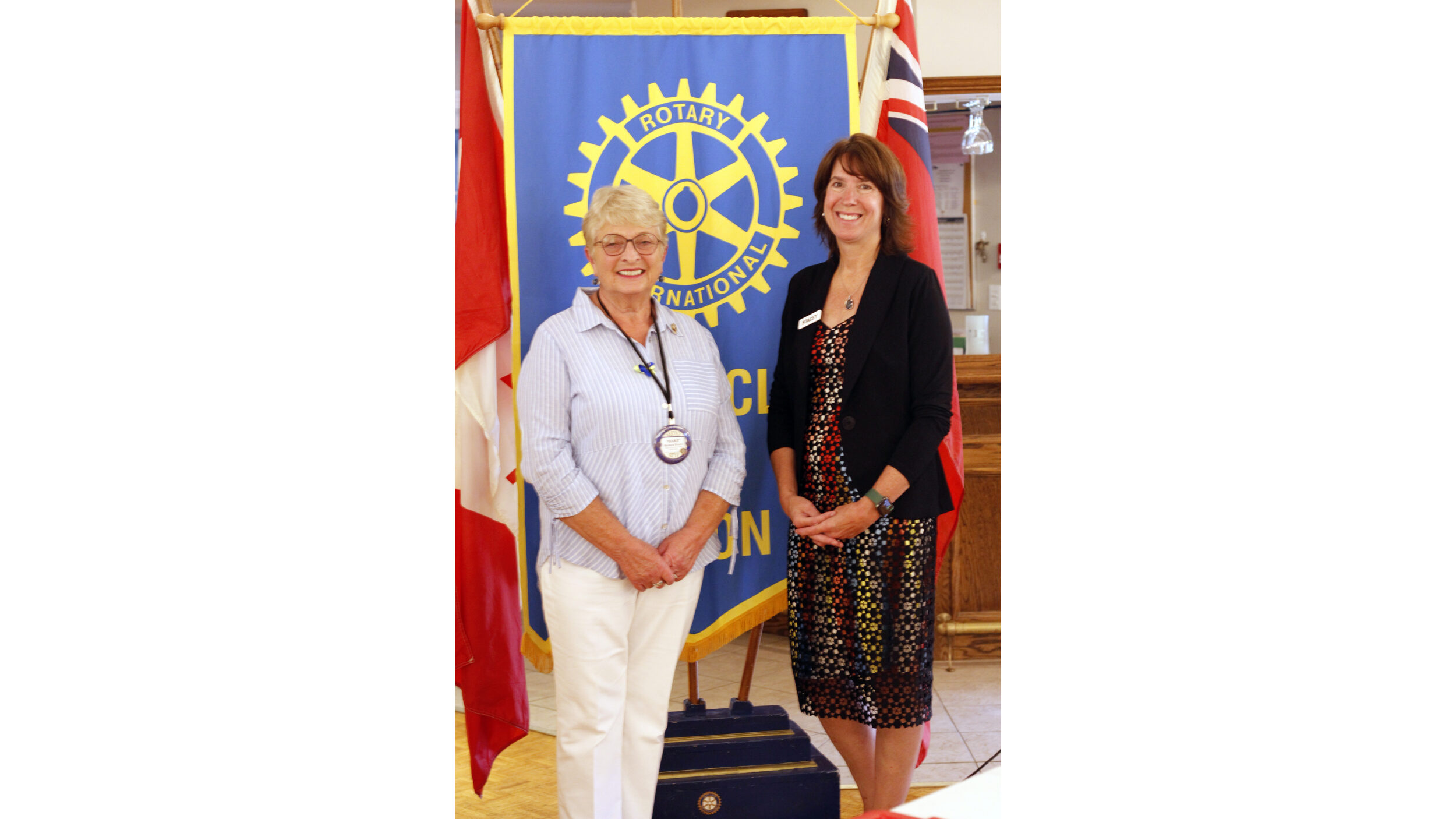 <p>(left) President of The Rotary Club of Picton Barbara Proctor with (right) CEO of Quinte Health Care Stacey Daub at last weeks Rotary meeting where Daub spoke of current struggles and areas of focus for QHC. (Desirée Decoste/Gazette staff)</p>
