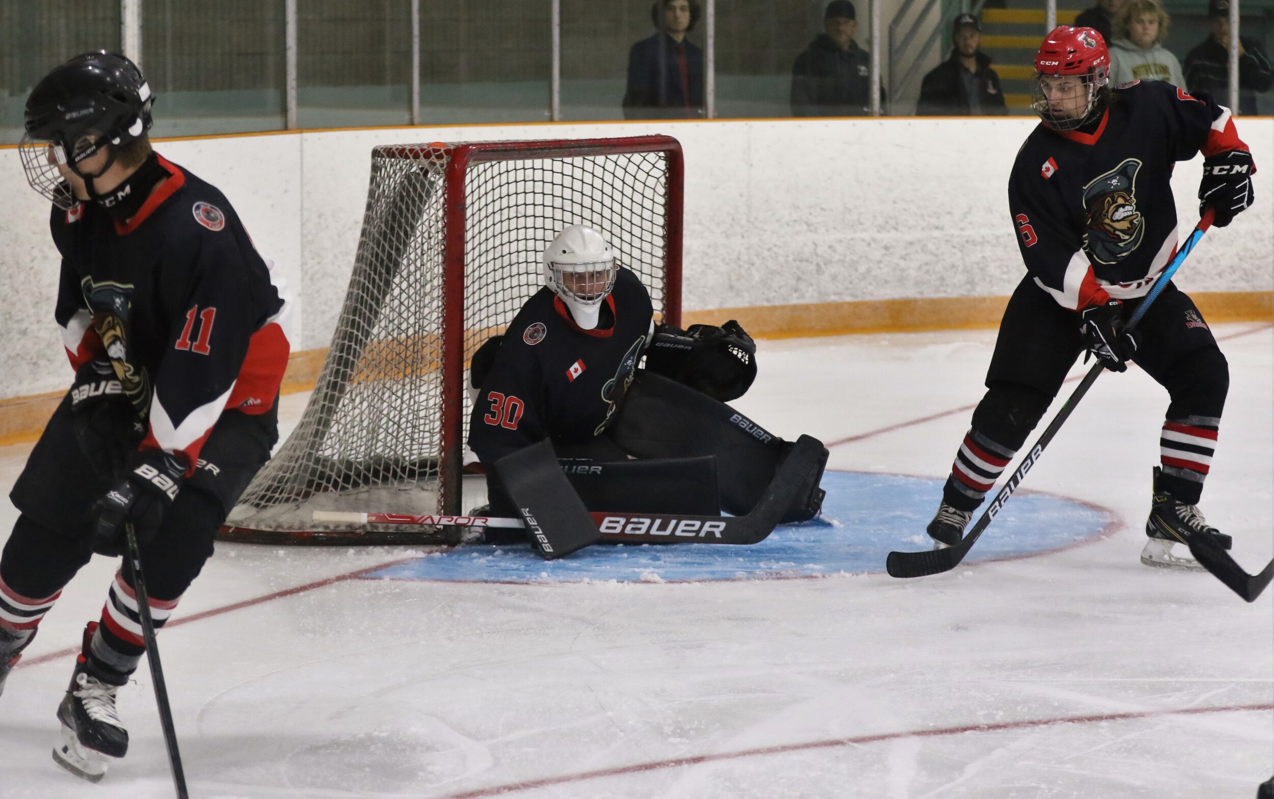 <p>Picton netminder Brady Spry made 39 saves in Amhwerstview Sunday night. (Submitted Photo)</p>
